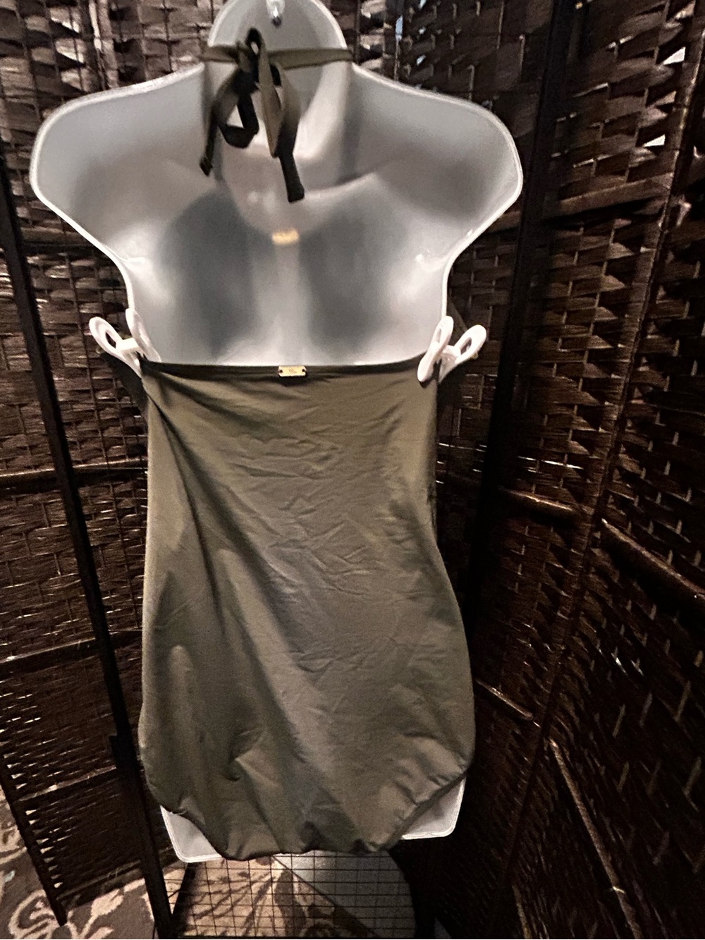 Lauren Ralph Lauren Dark Olive High-Neck Halter one piece with Gold Detail w16 - Picture 9 of 14